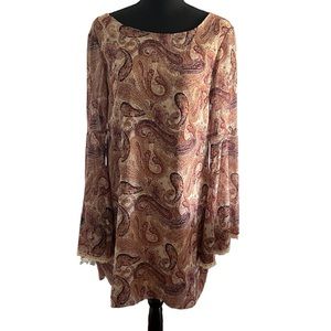 Xhilaration Boho Paisley Trumpet Sleeve Mini Dress